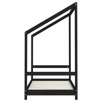 Kinderbedframe 2x(80x160) cm massief grenenhout zwart