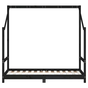 Kinderbedframe 2x(80x160) cm massief grenenhout zwart