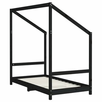 Kinderbedframe 2x(80x160) cm massief grenenhout zwart