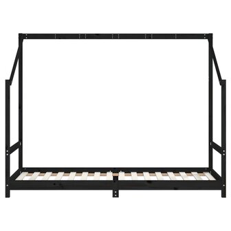 Kinderbedframe 2x(80x200) cm massief grenenhout zwart