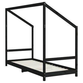 Kinderbedframe 2x(80x200) cm massief grenenhout zwart