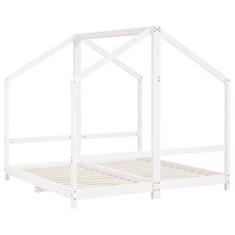 Kinderbedframe 2x(80x160) cm massief grenenhout wit