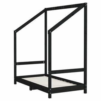 Kinderbedframe 2x(70x140) cm massief grenenhout zwart