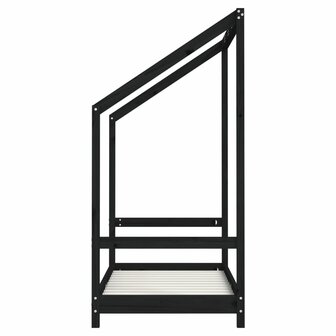 Kinderbedframe 2x(70x140) cm massief grenenhout zwart