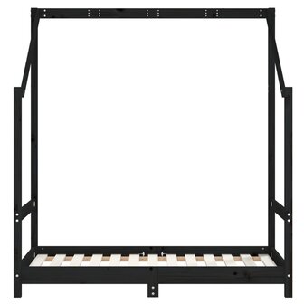 Kinderbedframe 2x(70x140) cm massief grenenhout zwart