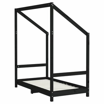 Kinderbedframe 2x(70x140) cm massief grenenhout zwart