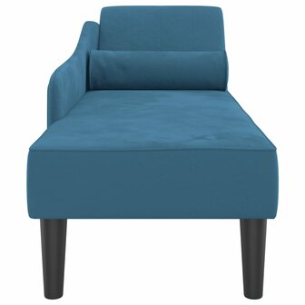 Chaise longue met kussens fluweel blauw