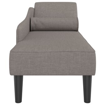 Chaise longue met kussens stof taupe