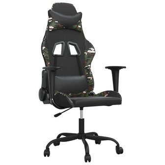 Gamestoel kunstleer zwart en camouflage