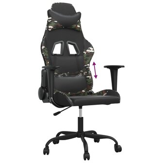 Gamestoel kunstleer zwart en camouflage