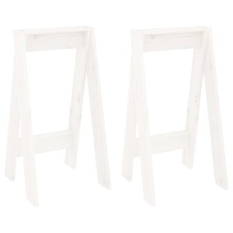 Krukken 2 st 40x40x75 cm massief grenenhout wit