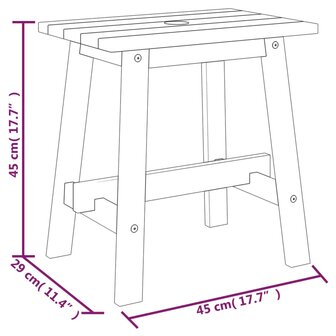 Kruk 45x29x45 cm rechthoekig massief acaciahout