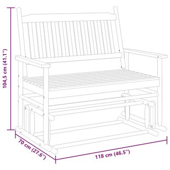 Schuifbankje 118x70x104,5 cm massief populierenhout grijs
