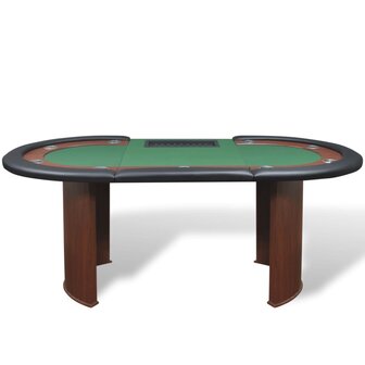 Pokertafel voor 10 personen met dealervak en fichebak groen