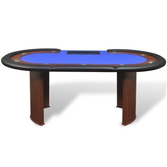 Pokertafel voor 10 personen met dealervak en fichebak blauw