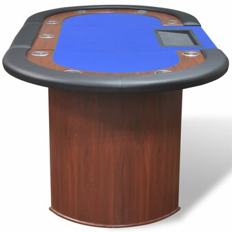 Pokertafel voor 10 personen met dealervak en fichebak blauw
