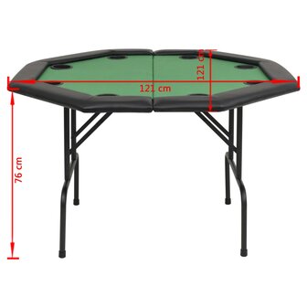 Pokertafel voor 8 spelers achthoekig 2-voudig inklapbaar groen