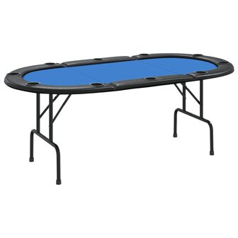 Pokertafel voor 10 spelers inklapbaar 206x106x75 cm blauw