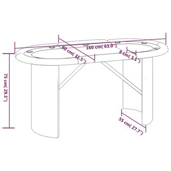 Pokertafel voor 10 spelers 160x80x75 cm groen