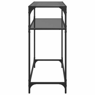 Wandtafel met zwart glazen blad 80x35x81 cm staal