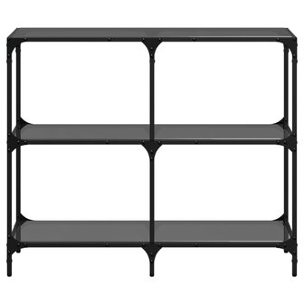 Wandtafel met zwart glazen blad 98x30x81 cm staal
