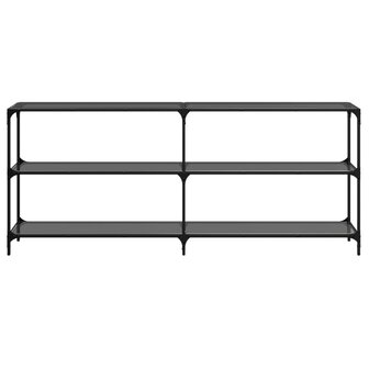 Wandtafel met zwart glazen blad 194,5x30x81 cm staal