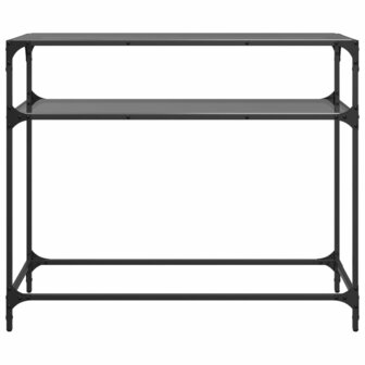 Wandtafel met zwart glazen blad 98x35x81 cm staal