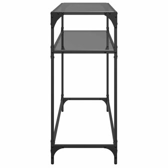 Wandtafel met zwart glazen blad 98x35x81 cm staal