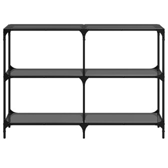 Wandtafel met zwart glazen blad 118,5x30x81 cm staal