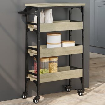 Keukentrolley 53x20x76 cm bewerkt hout sonoma eikenkleurig