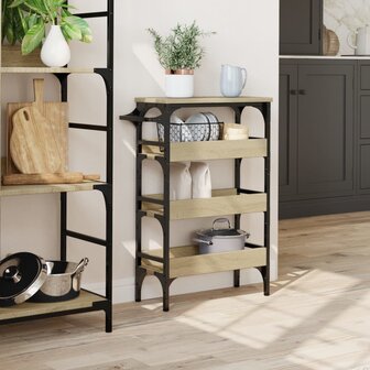 Keukentrolley 53x20x76 cm bewerkt hout sonoma eikenkleurig