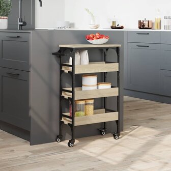 Keukentrolley 53x20x76 cm bewerkt hout sonoma eikenkleurig