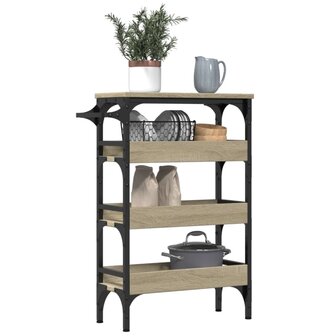 Keukentrolley 53x20x76 cm bewerkt hout sonoma eikenkleurig