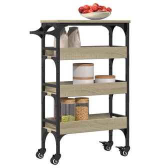 Keukentrolley 53x20x76 cm bewerkt hout sonoma eikenkleurig