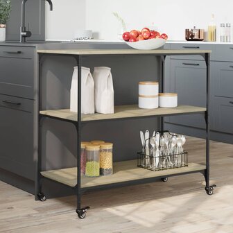 Keukentrolley 102x50x95 cm bewerkt hout sonoma eikenkleurig