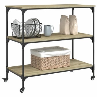 Keukentrolley 102x50x95 cm bewerkt hout sonoma eikenkleurig