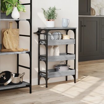 Keukentrolley 53x20x76 cm bewerkt hout grijs sonoma eiken