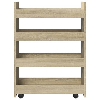 Opbergtrolley smal 4-laags bewerkt hout sonoma eikenkleurig