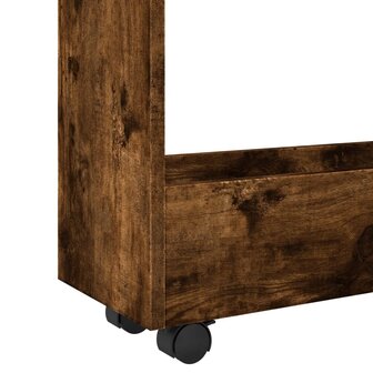 Opbergtrolley smal 3-laags bewerkt hout gerookt eikenkleurig