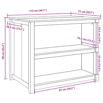 Keukenkast Panama 112x77x90 cm massief grenenhout