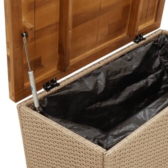 Tuinbox 80x40x48 cm poly rattan en acaciahout beige
