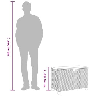 Tuinbox 80x40x48 cm poly rattan en acaciahout grijs