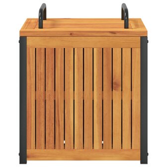 Kussenbox 45x45x45/53 cm massief acaciahout en staal