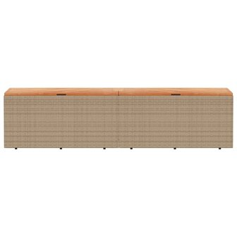 Tuinbox 220x50x54 cm poly rattan en acaciahout beige