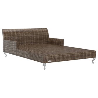 Ligbed met kussens 2-persoons poly rattan bruin
