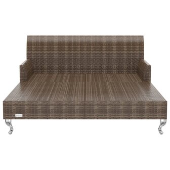 Ligbed met kussens 2-persoons poly rattan bruin