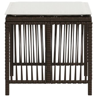 Tuinkrukken 4 st met kussens 41x41x36 cm poly rattan bruin