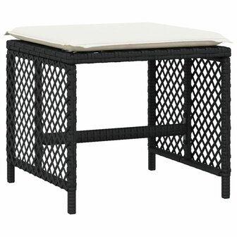 Tuinkrukken 4 st met kussens 41x41x36 cm poly rattan zwart