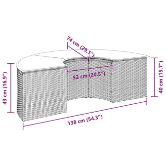 Tuinvoetenbank met kussen poly rattan beige