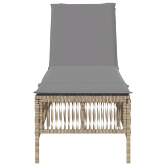 Ligbed met kussen poly rattan beige